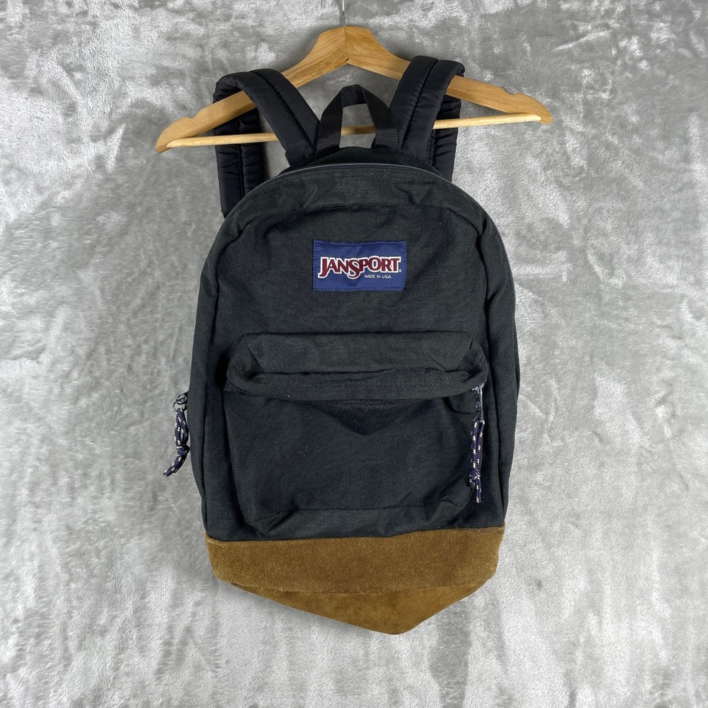 Vintage JanSport Backpack Black Suede Bottom Made in USA
